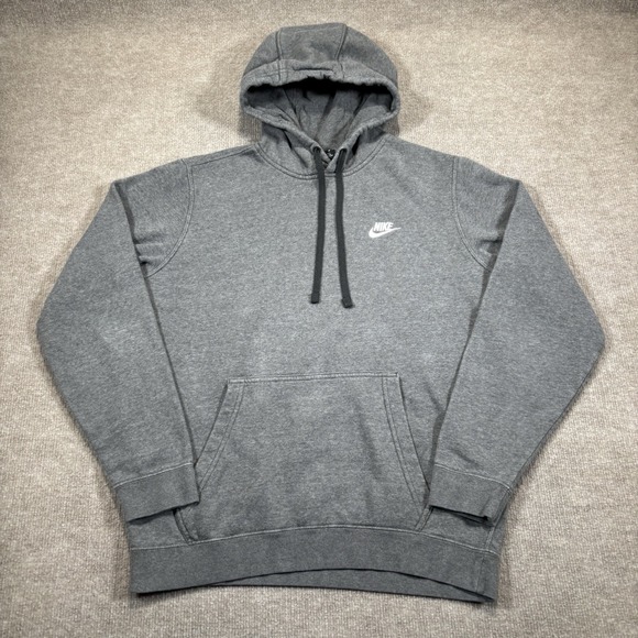Nike Other - Nike Sportswear Club Fleece Hoodie Sweatshirt Mens M Gray Embroidered 804346 071